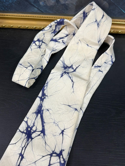 Comme des Garcons Blue Printed Silk Tie
