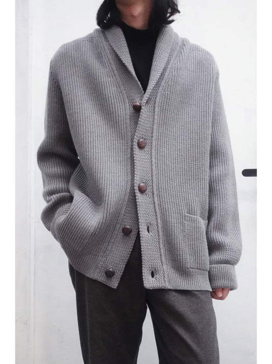 heavy knit shawl collar cardigan sweater