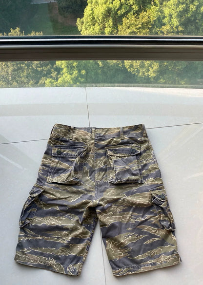 tiger camouflage shorts in army green