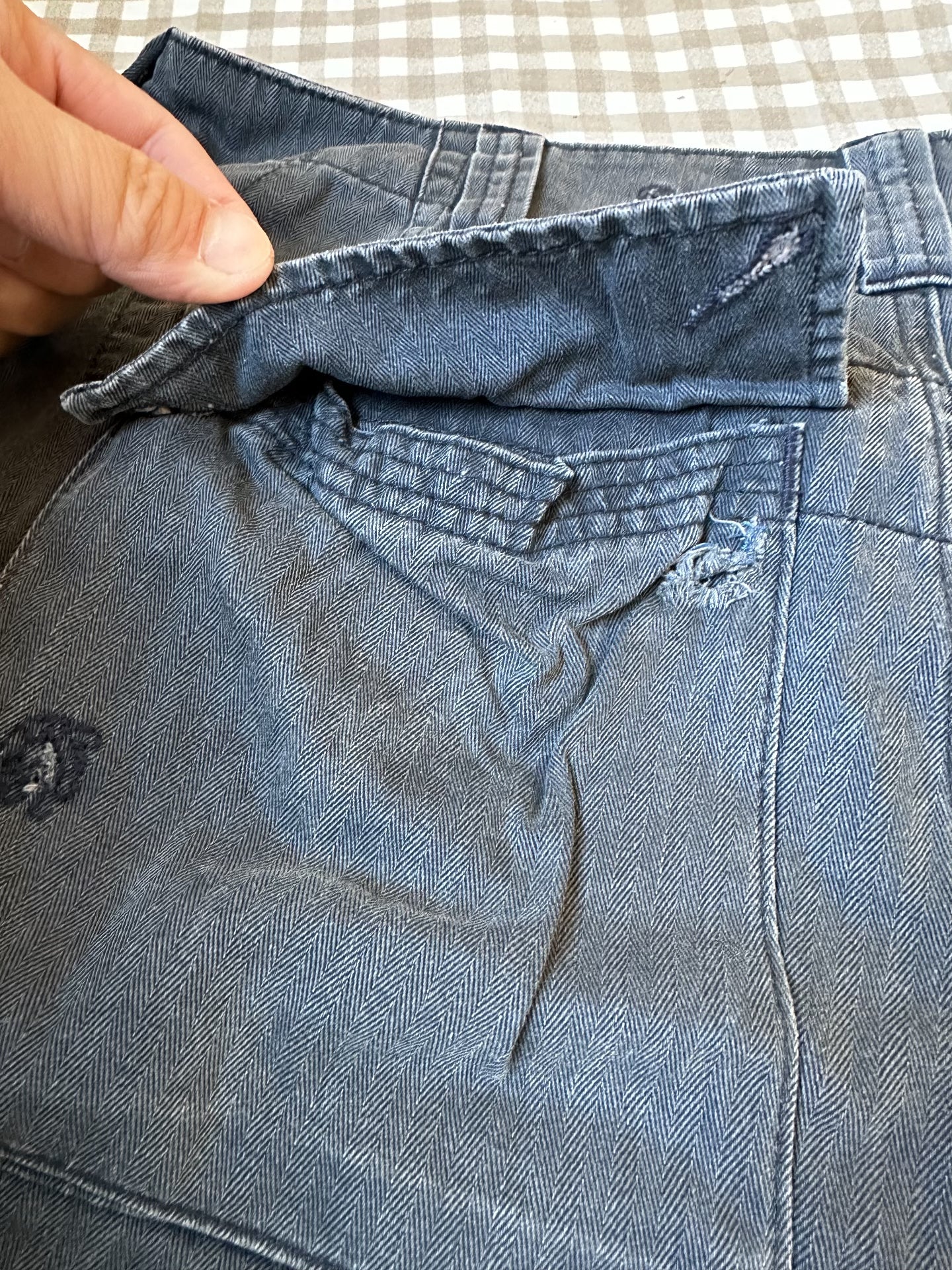 RRL Ralph Lauren Vintage Distressed Blue Shorts