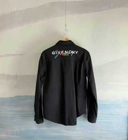 givenchy black rainbow embroidery denim shirt