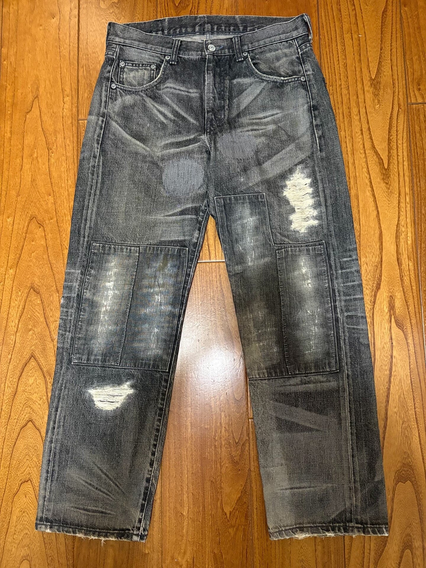neighborhood savage basic distressed denim pants