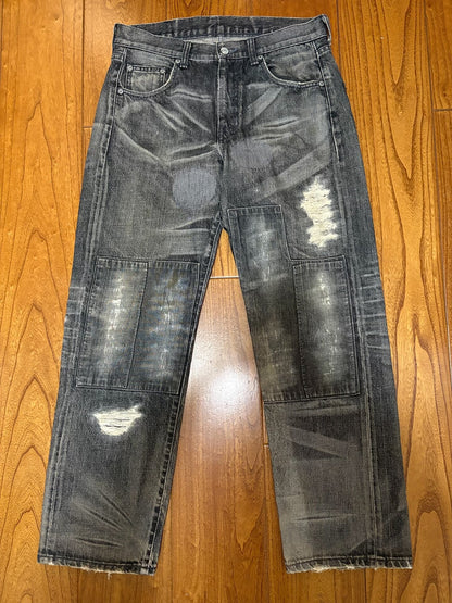 neighborhood savage basic distressed denim pants