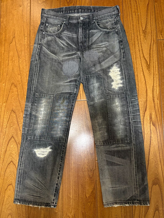 neighborhood savage basic distressed denim pants