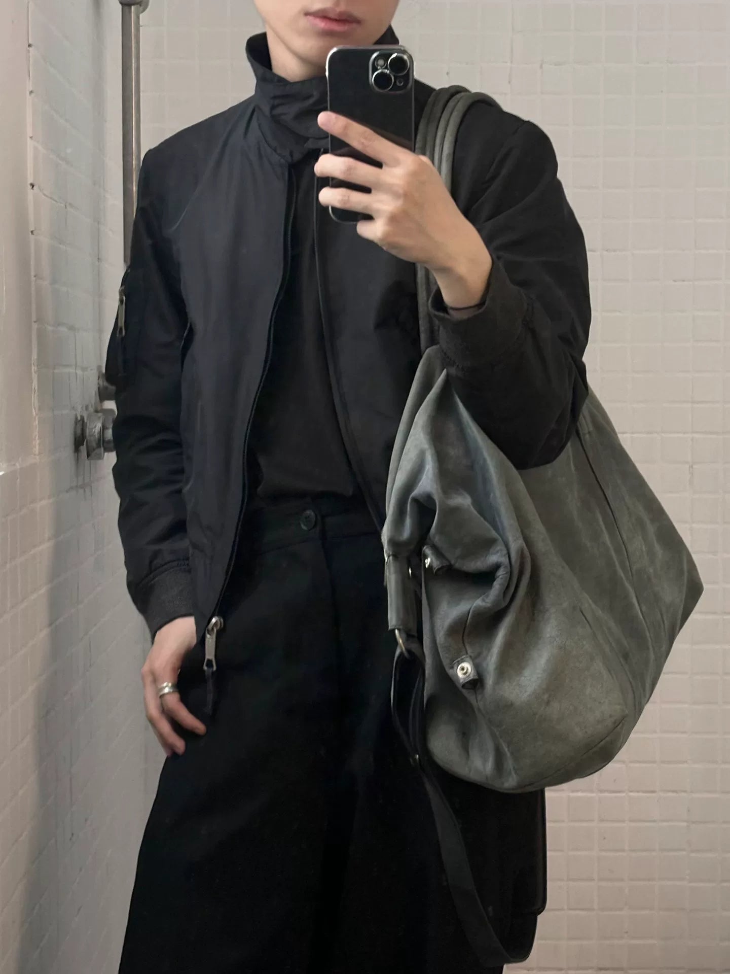 dries van noten 90s pilot jacket in black