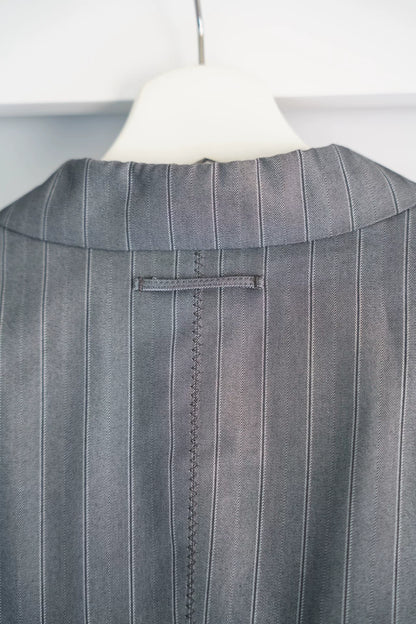 gray striped suit by Jean Paul Gaultier
