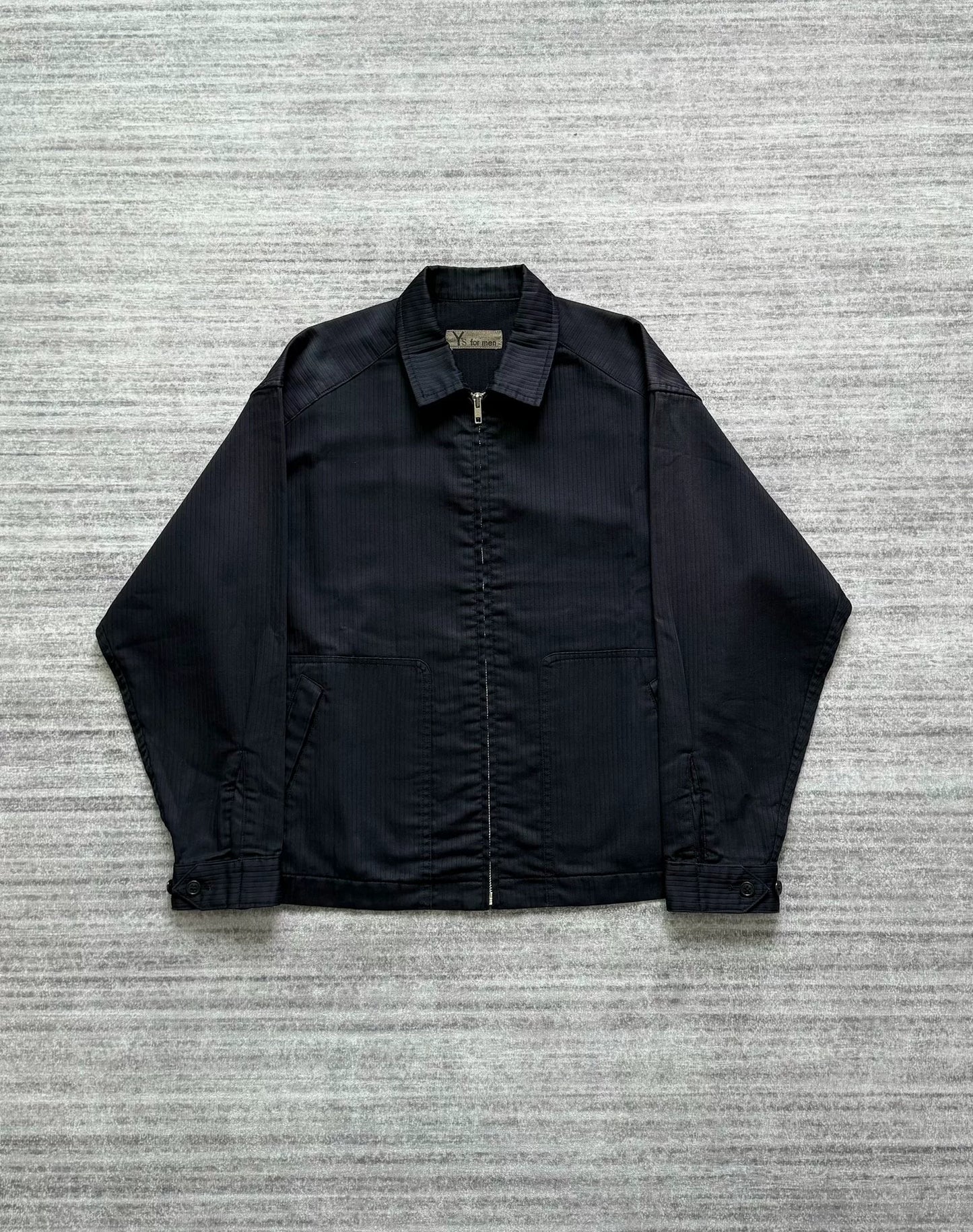 black striped zip-up jacket by Y's for men