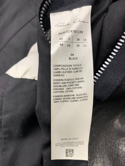 rick owens black leather motorcycle jacket