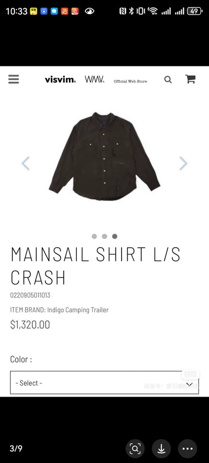 visvim mainsail long sleeve shirt