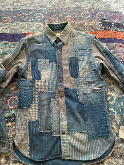 rrl blue dye patchwork shirt S size