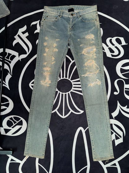 Saint Laurent Light Blue Distressed Jeans