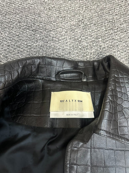 black leather shirt jacket with unique texture