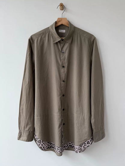 drapes van noten moss green button-up shirt