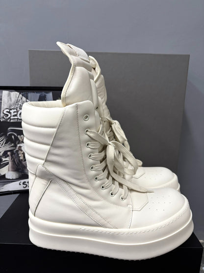 Rick Owens Mega Show Milk White Geobasket Boots