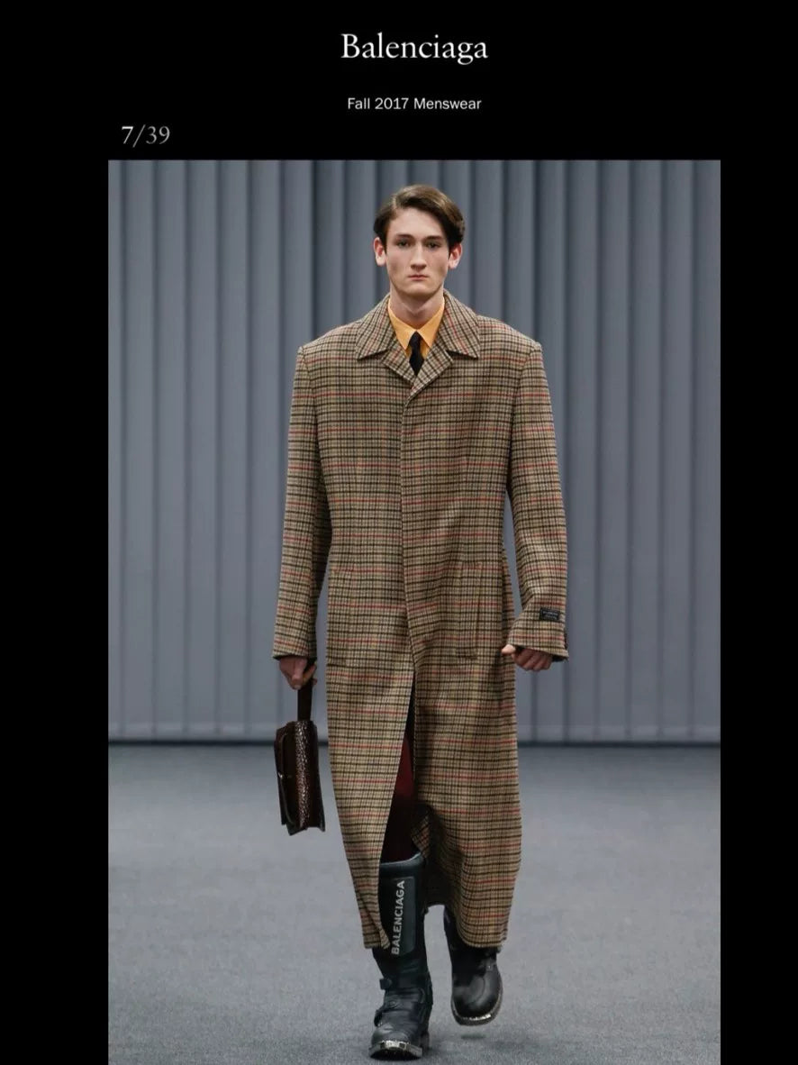 balenciaga houndstooth wool coat with champagne lining