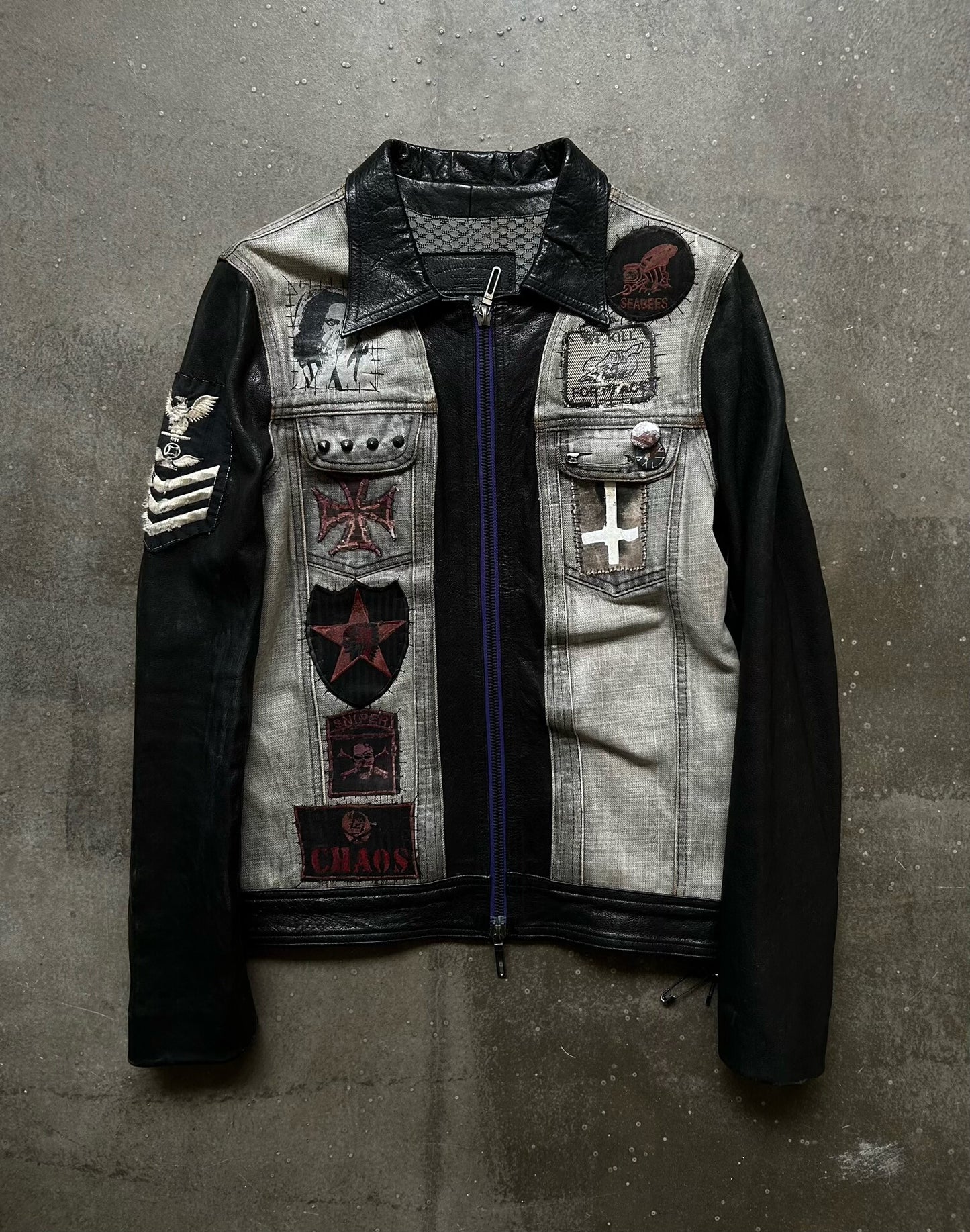 diamond dogs patchwork leather jacket