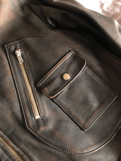 OLD JOE Sheepskin Double Front Moto Jacket