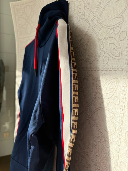 fendi logo printed hoodie in blue