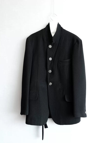 yohji yamamoto black jacket with silver buttons