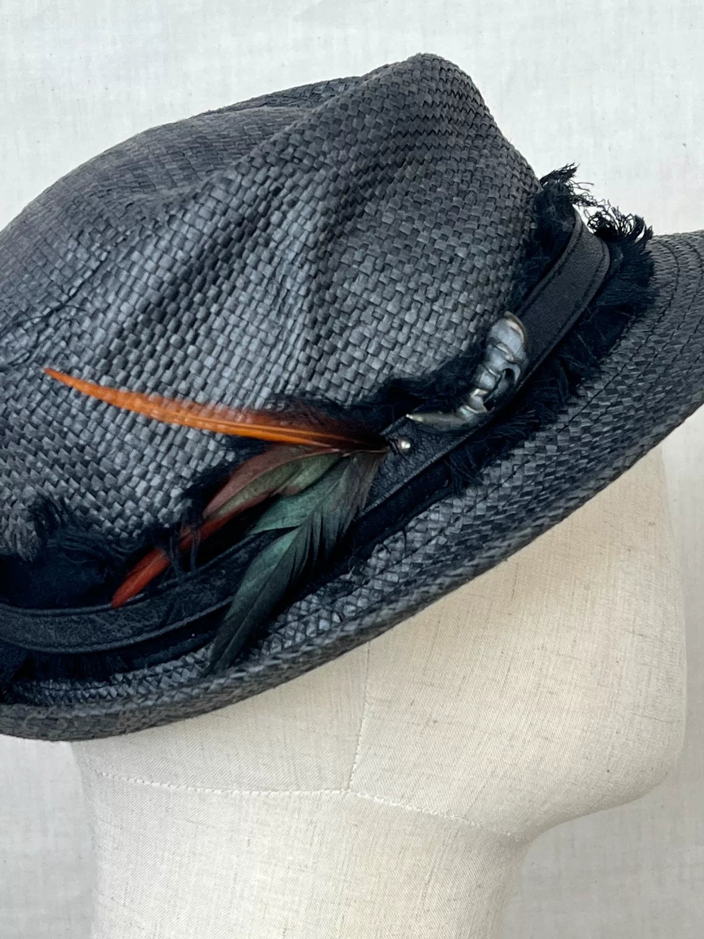Stylish Gray Fedora Hat with Feather Accent