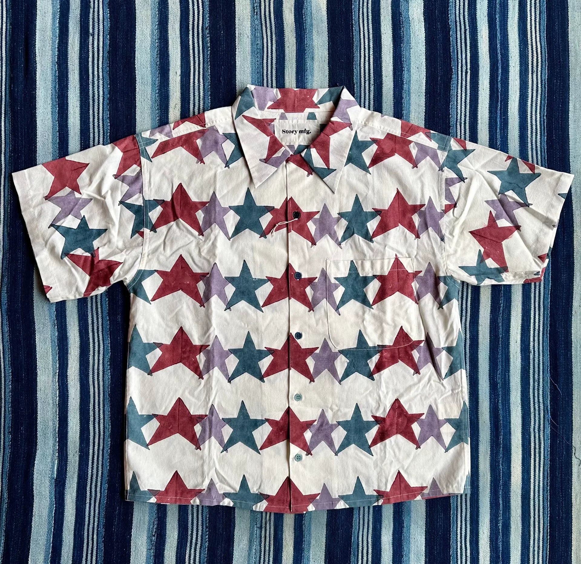 star block print short sleeve shirt
