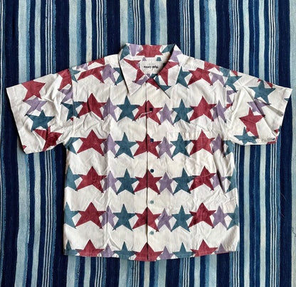 star block print short sleeve shirt
