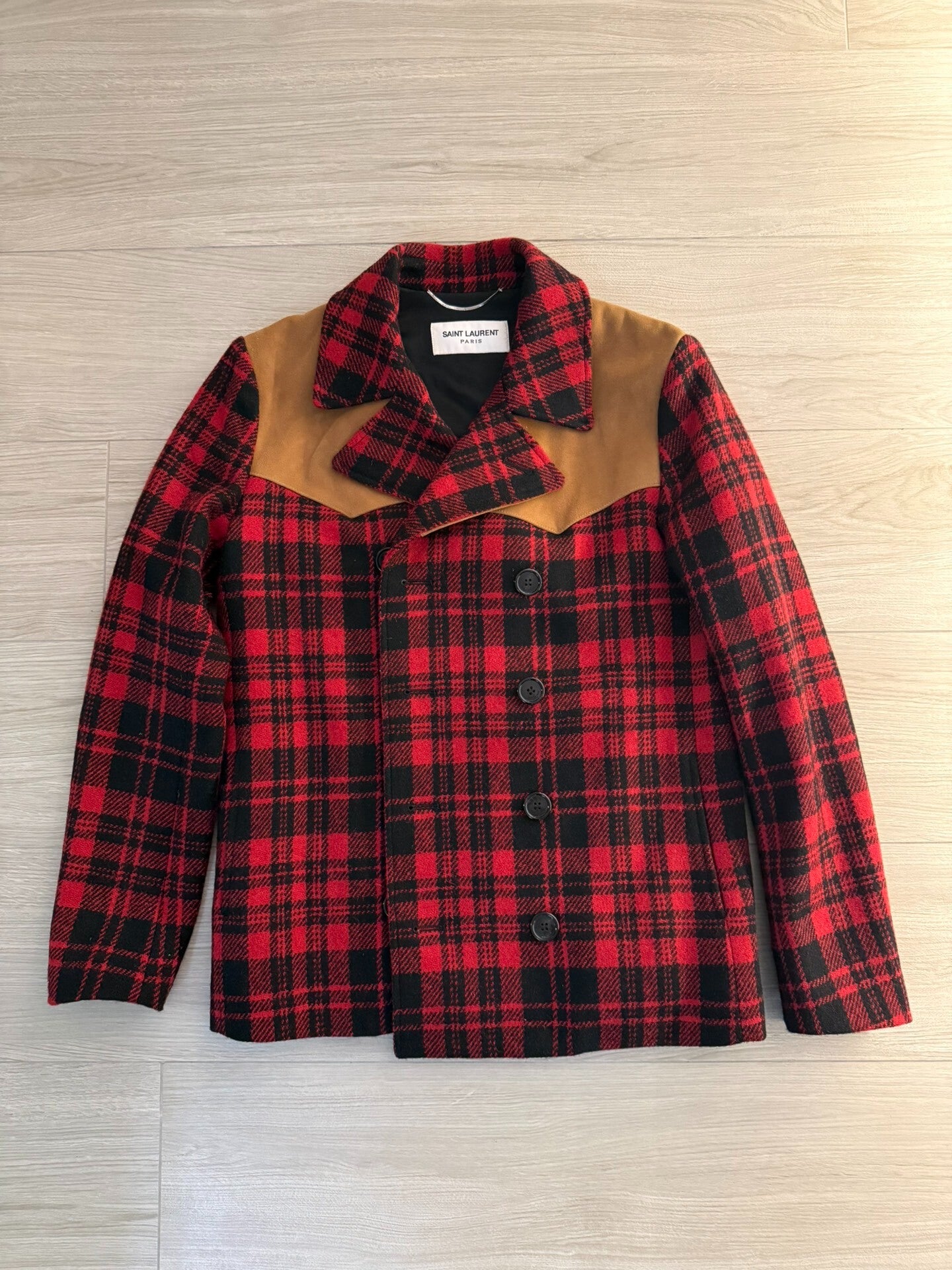 Saint Laurent Hedi Slimane Plaid Coat