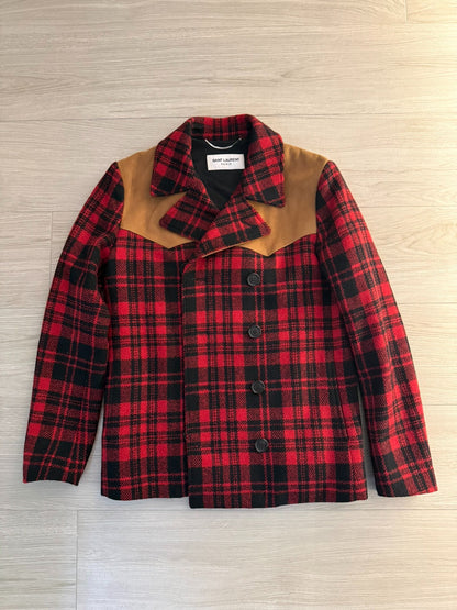 Saint Laurent Hedi Slimane Plaid Coat