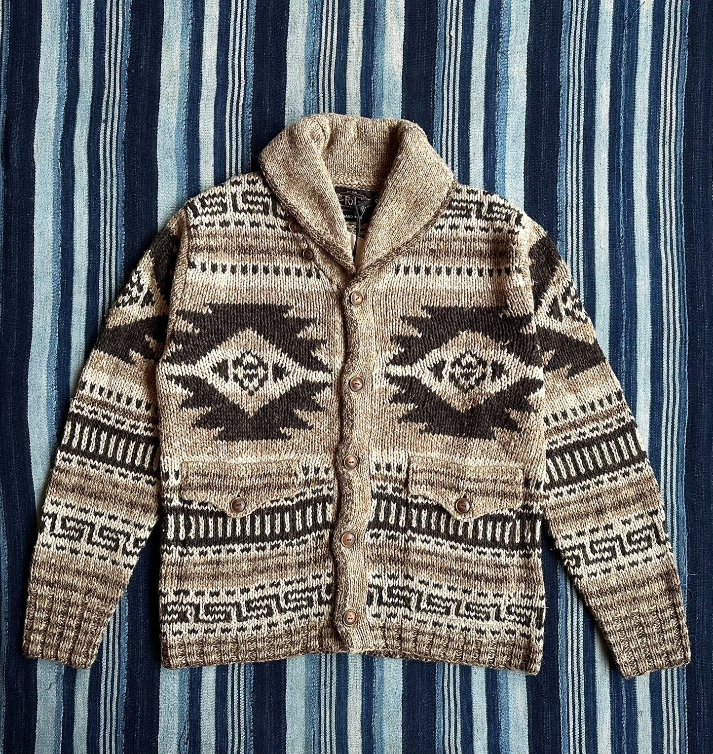 RRL Hand-Knit Linen-Blend Cardigan