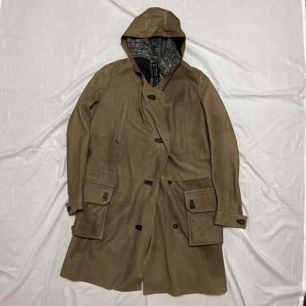Isaac Sellam Brown Suede Hooded Coat