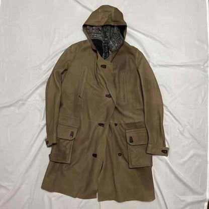 Isaac Sellam Brown Suede Hooded Coat