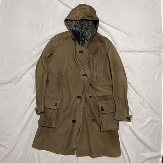 Isaac Sellam Brown Suede Hooded Coat
