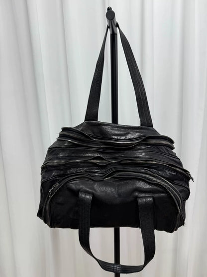 large black zippered handbag