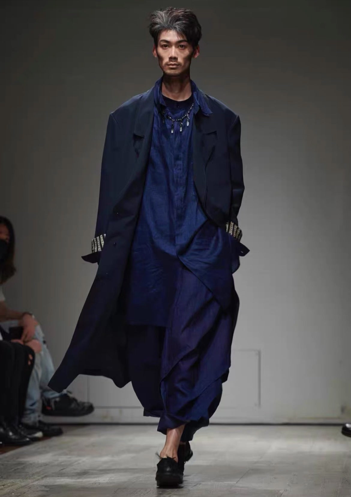 Yohji Yamamoto 23SS Navy Silk Coat