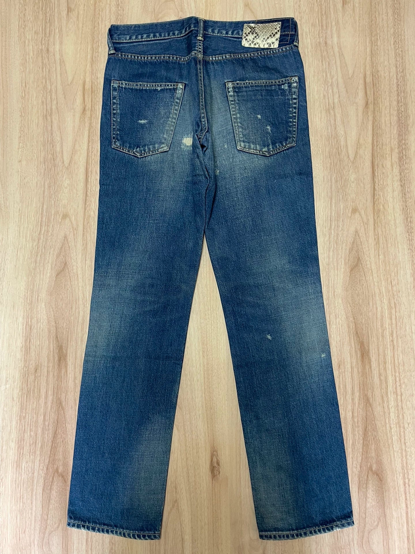 VISVIM SOCIAL SCULPTURE DAMAGED-5 Washed Distressed Jeans