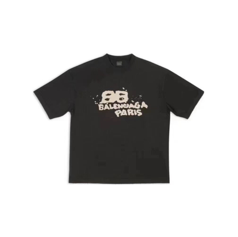Balenciaga Black Graffiti Short Sleeve Shirt