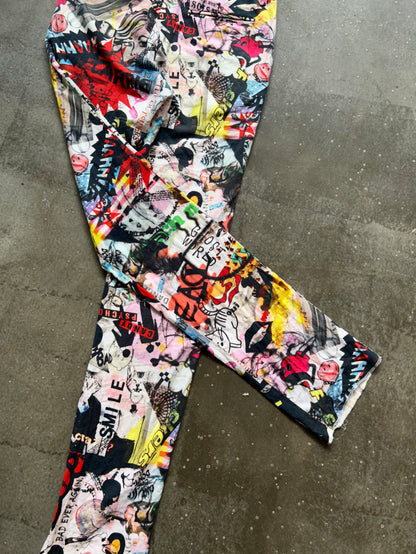 Nozomi Ishiguro Graffiti Print Long Pants