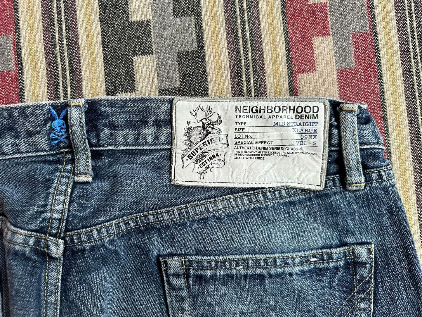 neighborhood washed mid denim pants size XL