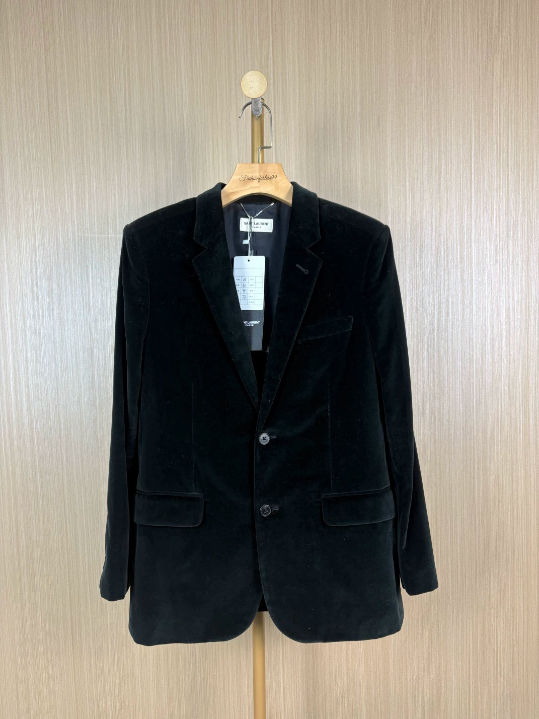 Saint Laurent Black Velvet Blazer Size 48