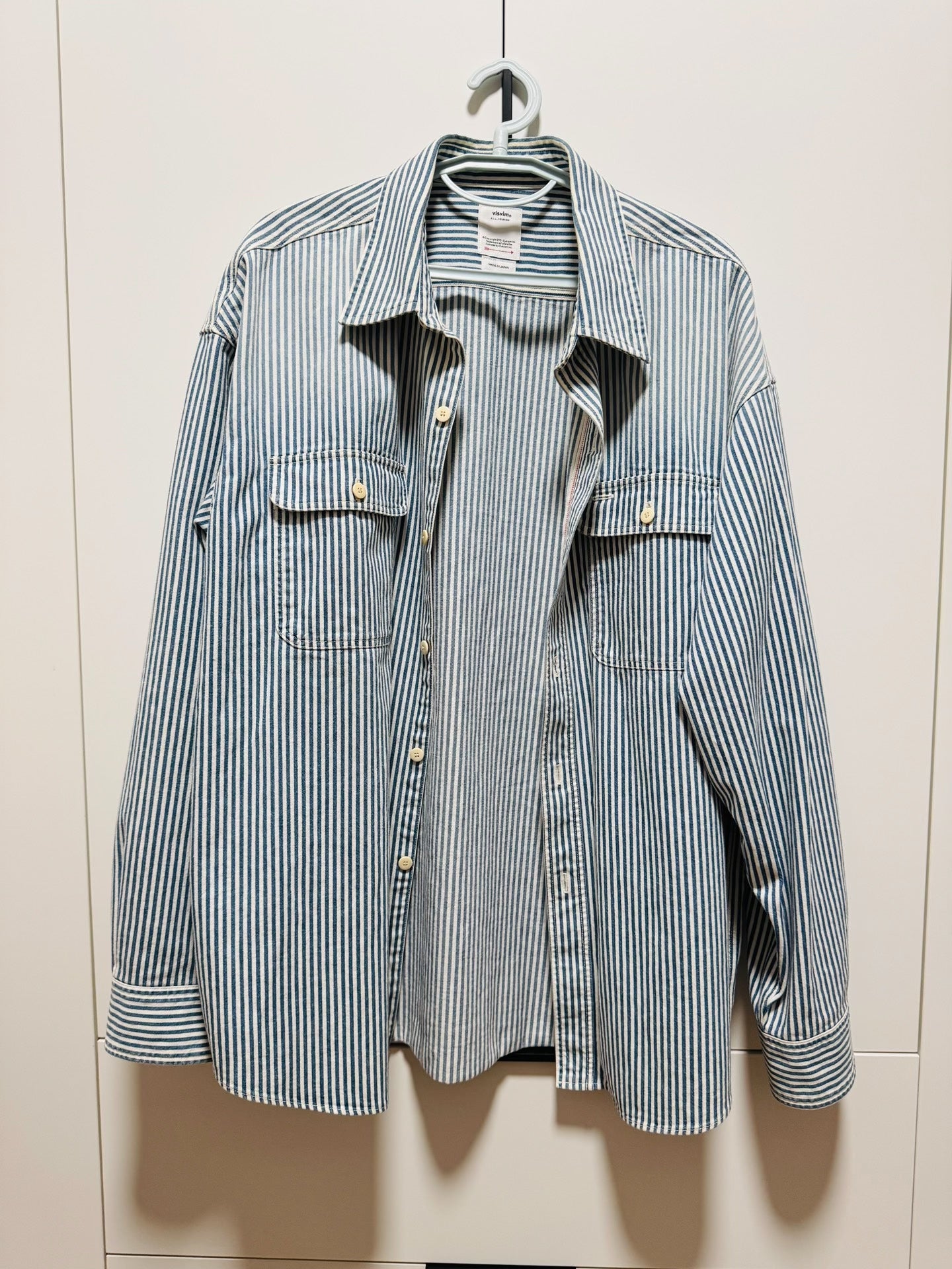 VISVIM Hickory DMGD Striped Denim Shirt