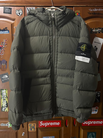 Stone Island Green Hooded Puffer Jacket