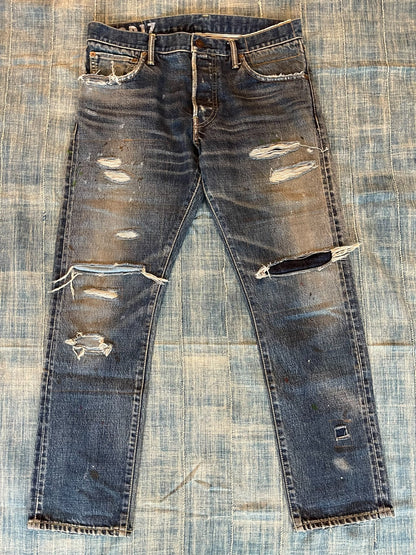 VISVIM 19AW Distressed Blue Jeans