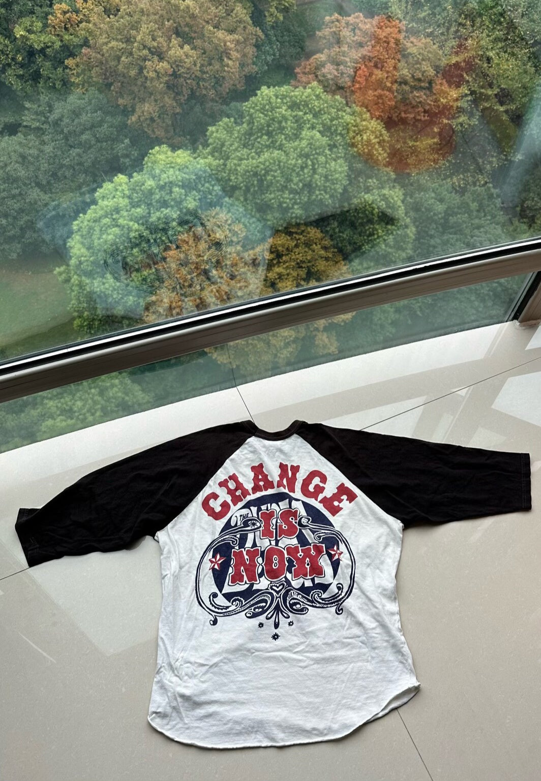 vintage black and white graphic baseball shirt