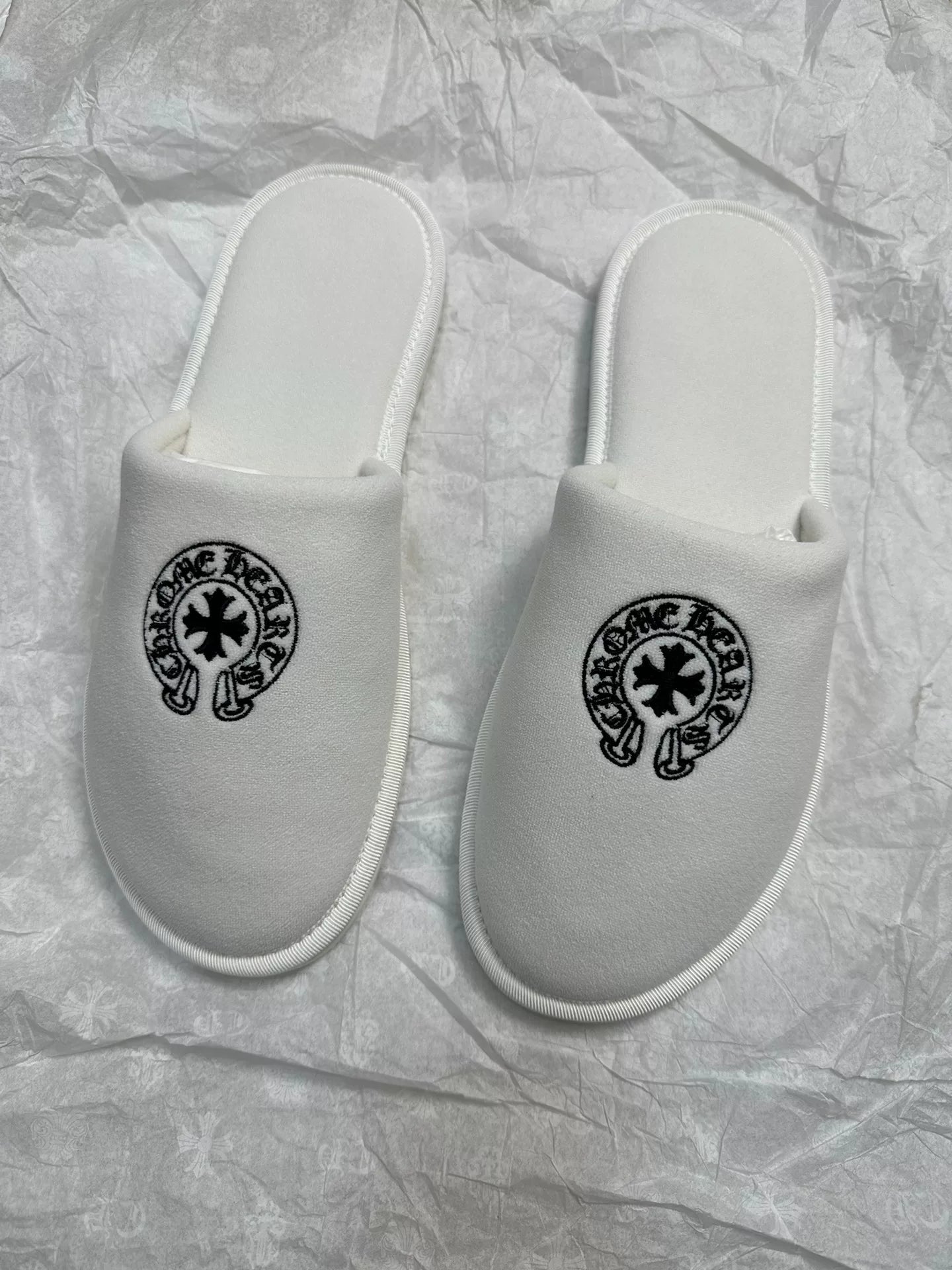 Chrome Hearts White Hotel Slippers