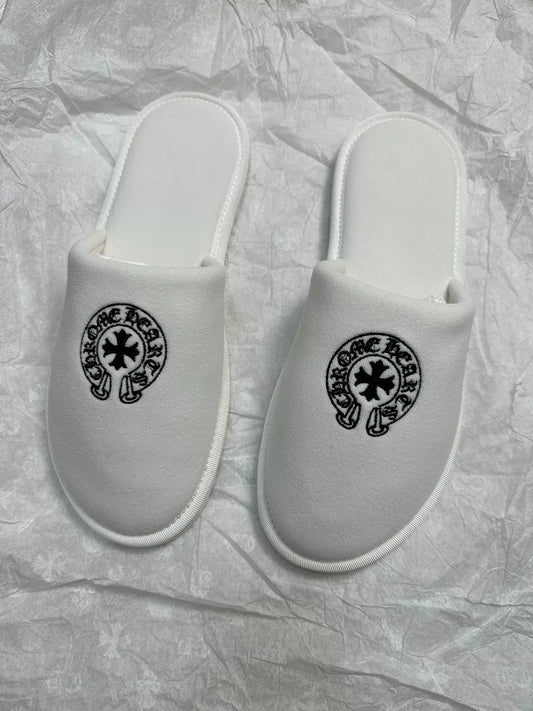 Chrome Hearts White Hotel Slippers