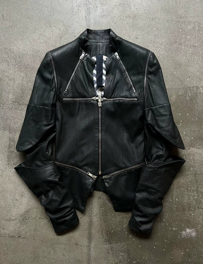 detachable zippered leather jacket by gareth pugh