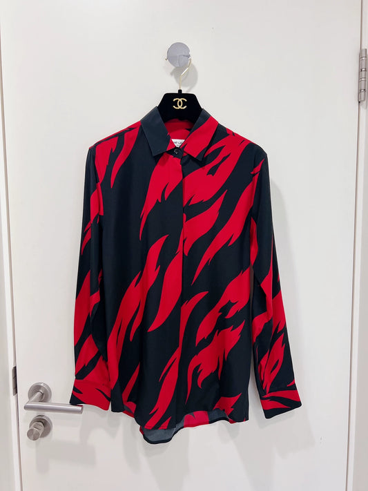 Saint Laurent Red Black Flame Shirt