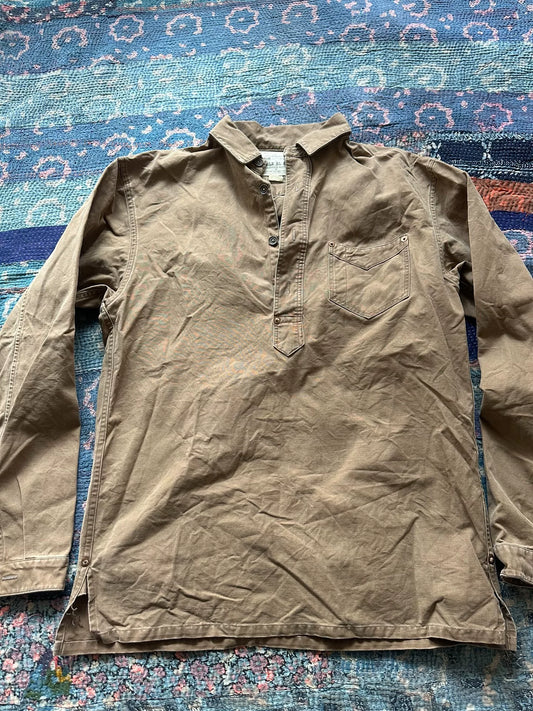 rrl canvas work shirt in brown