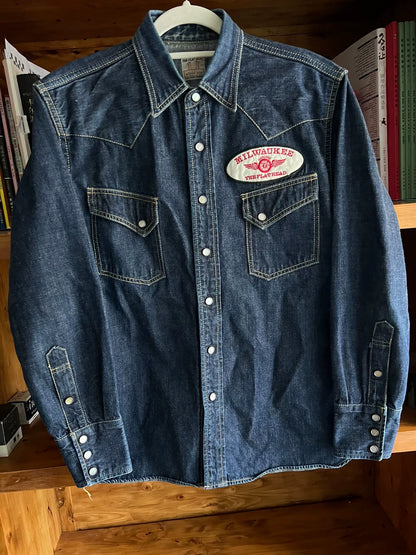 vintage western style denim button-up shirt