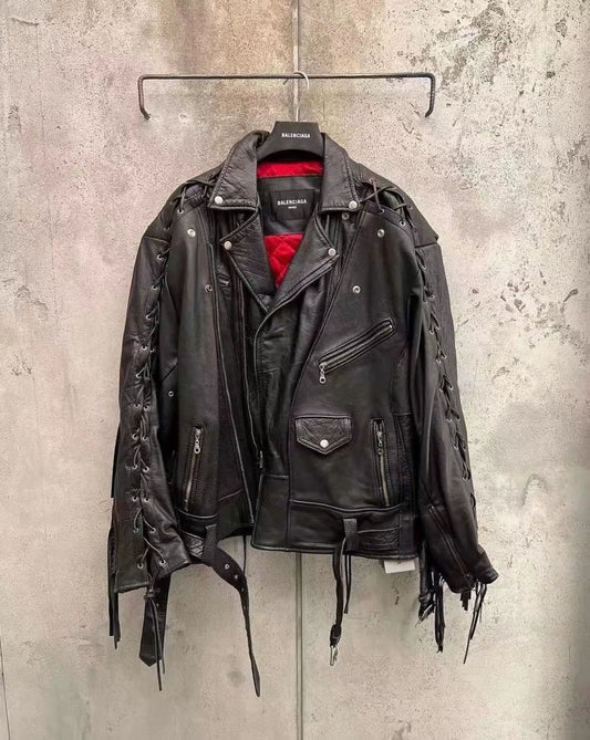 Black Quilted Leather Jacket by Balenciaga